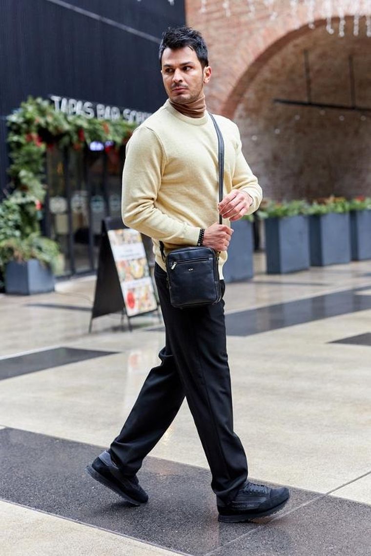 Torba listonoszka, czarna, skórzana, Peterson