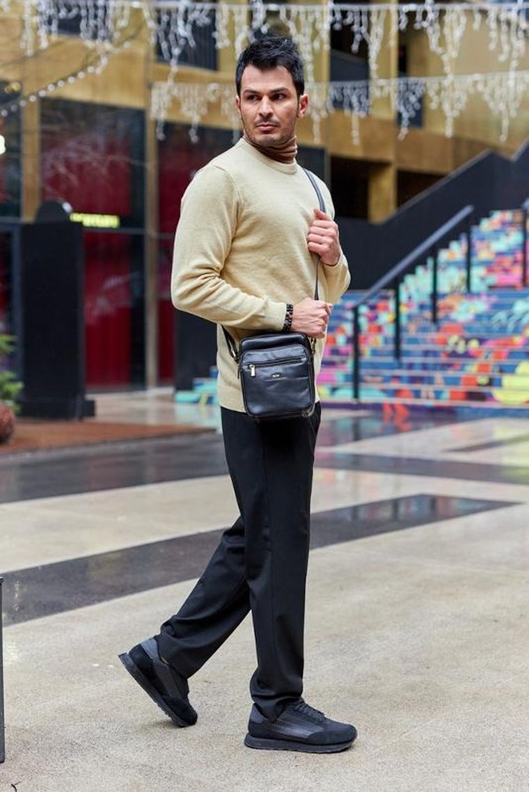 Torba listonoszka, czarna, skórzana, Peterson