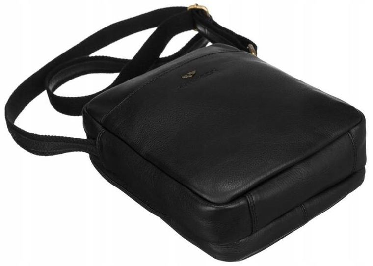 Torba listonoszka, czarna, skórzana, Peterson