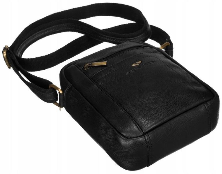 Torba listonoszka, czarna, skórzana, Peterson