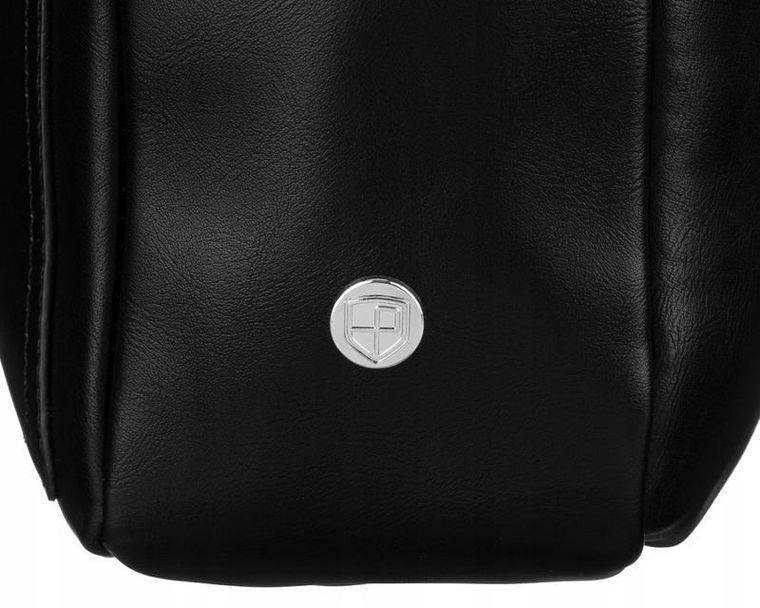 Torba na laptopa, czarna, skóra ekologiczna, do 14", Peterson