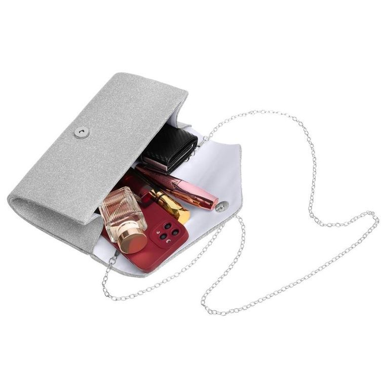 Torebka kopertówka, srebrna, Rovicky