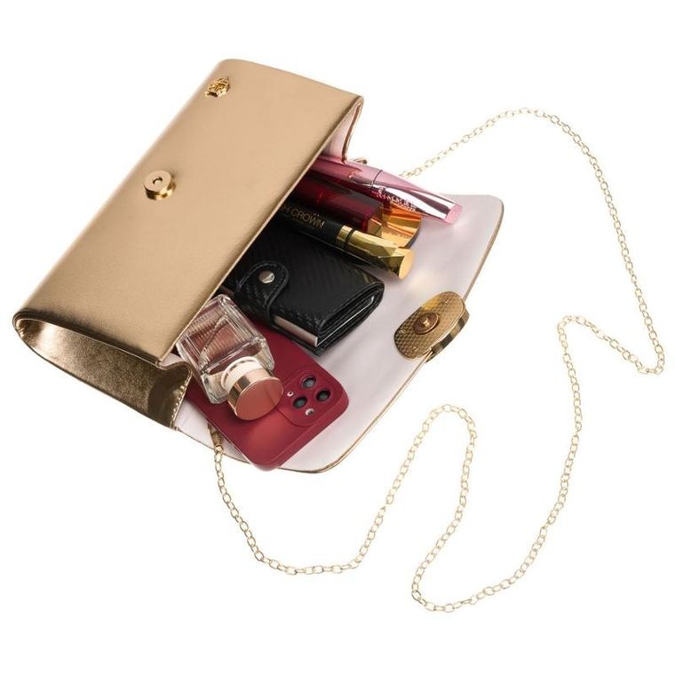 Torebka kopertówka, złota, skóra ekologiczna, Rovicky