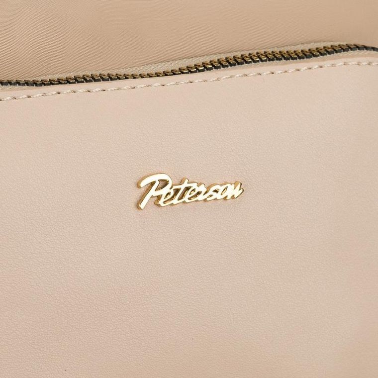 Torebka listonoszka, beżowa, skóra ekologiczna, Peterson