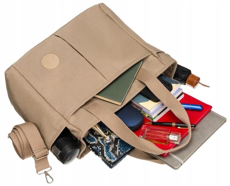 Torebka shopper, beżowa, Peterson