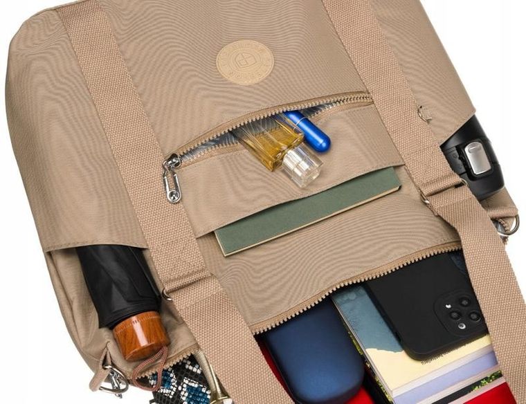 Torebka shopper, beżowa, Peterson