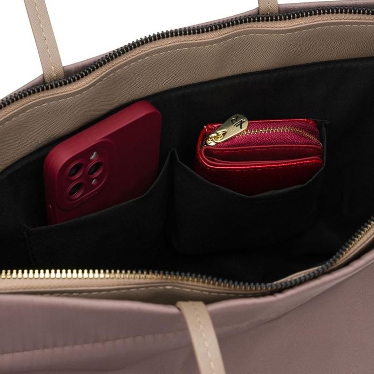 Torebka shopper, beżowa, Peterson