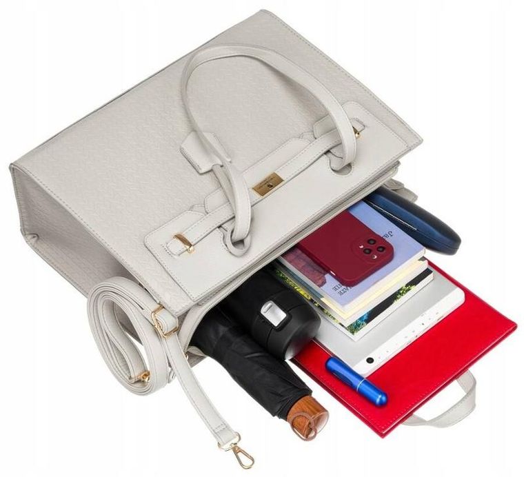 Torebka shopper, szara, skóra ekologiczna, Peterson