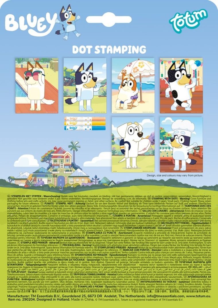 Totum, Bluey, kolorowanka ze stempelkami w pisaku, zestaw kreatywny