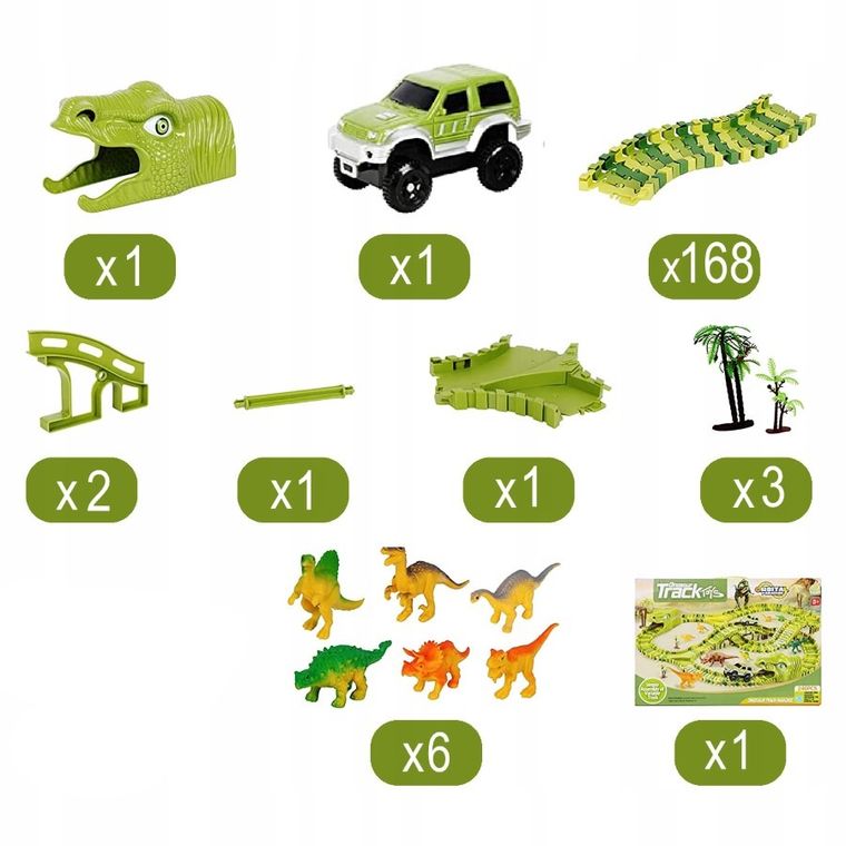 Trifox, Dinosaur Track, tor z pojazdem i figurkami, 168 elementów