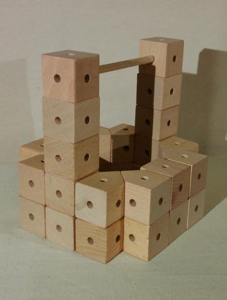 Trigonos, Mini Trigonos S, drewniane klocki konstrukcyjne, 42 elementy