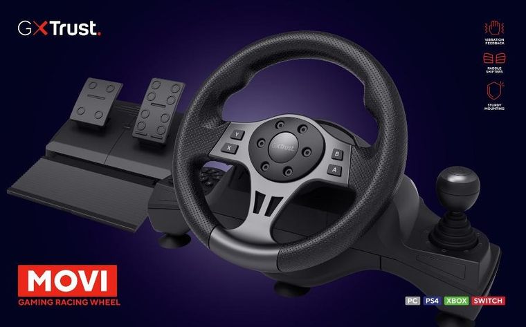 Trust, kierownica, czarna, GXT 289 Movi
