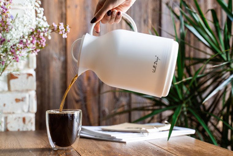 Vialli Design, Amo, termos z wkładem szklanym, biały, 1l