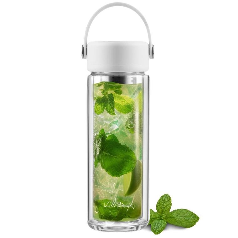 Vialli Design, Fuori, butelka z podwójną ścianką i zaparzaczem, biała, 350 ml