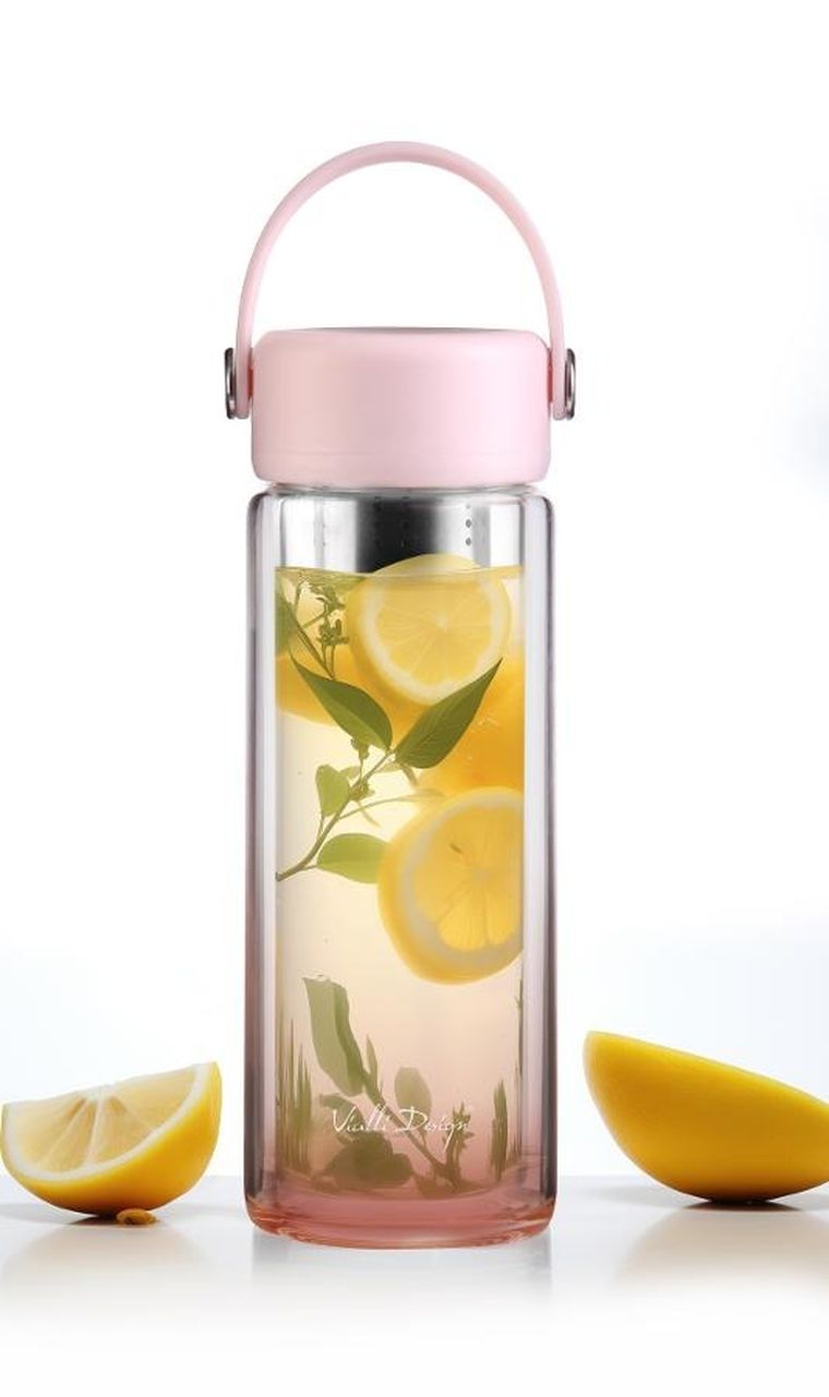 Vialli Design, Fuori, butelka z podwójną ścianką i zaparzaczem, różowa, 350 ml