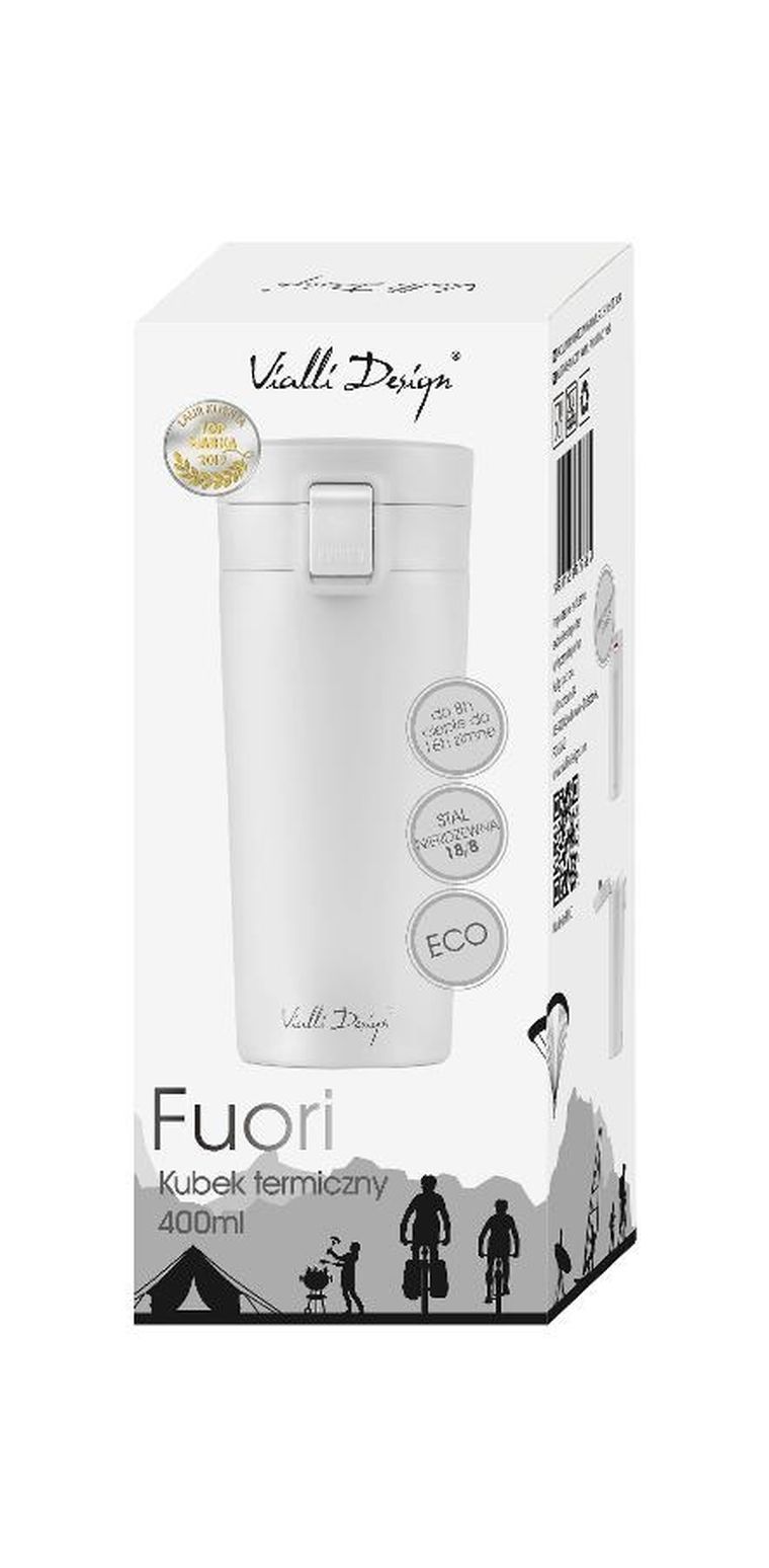 Vialli Design, Fuori, kubek termiczny, biały, 400 ml
