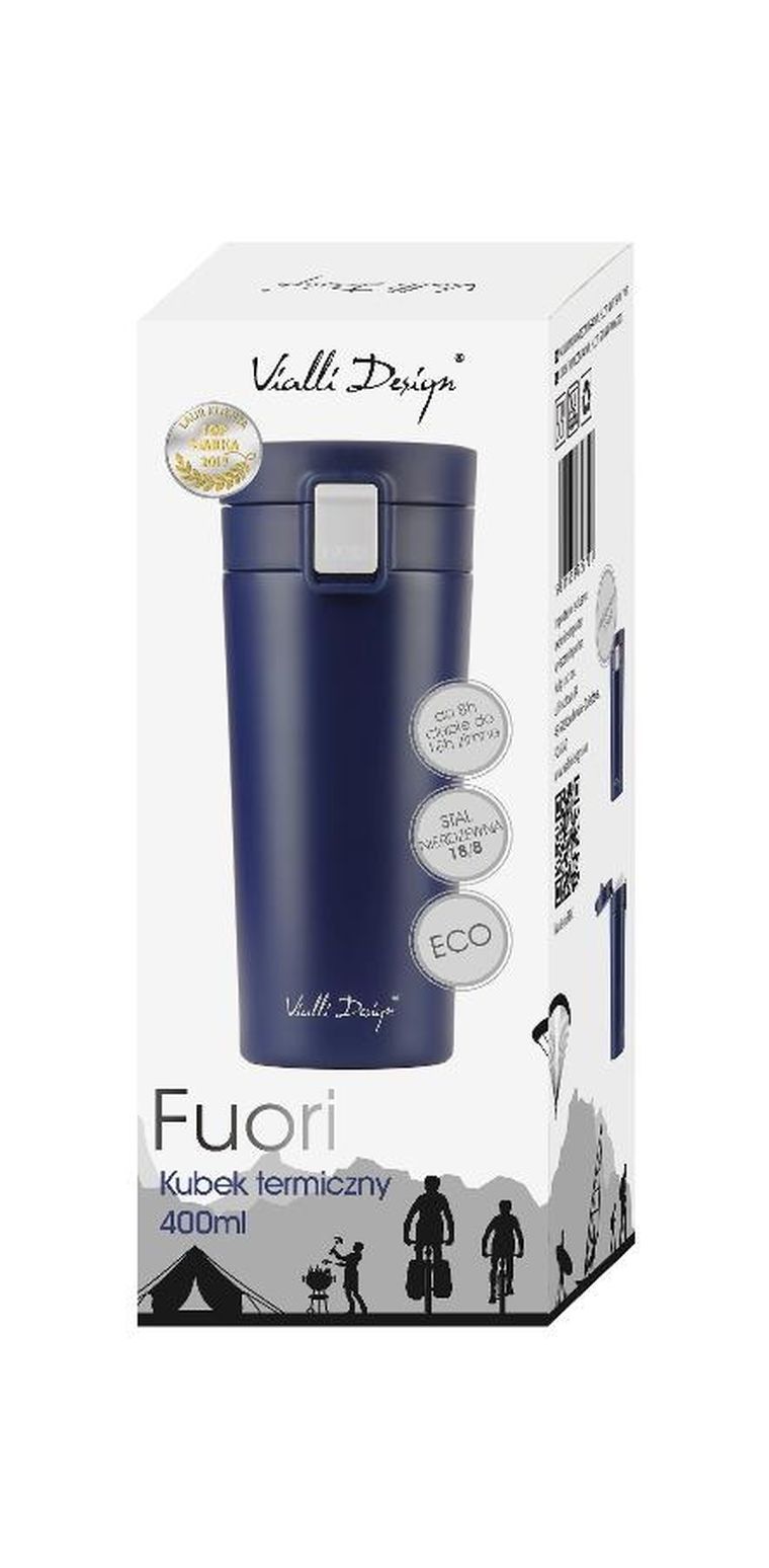 Vialli Design, Fuori, kubek termiczny, granatowy, 400 ml