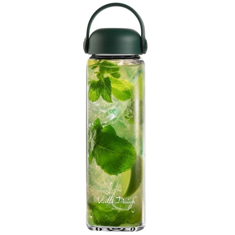 Vialli Design, Fuori, szklana butelka na wodę, zielona, 540 ml