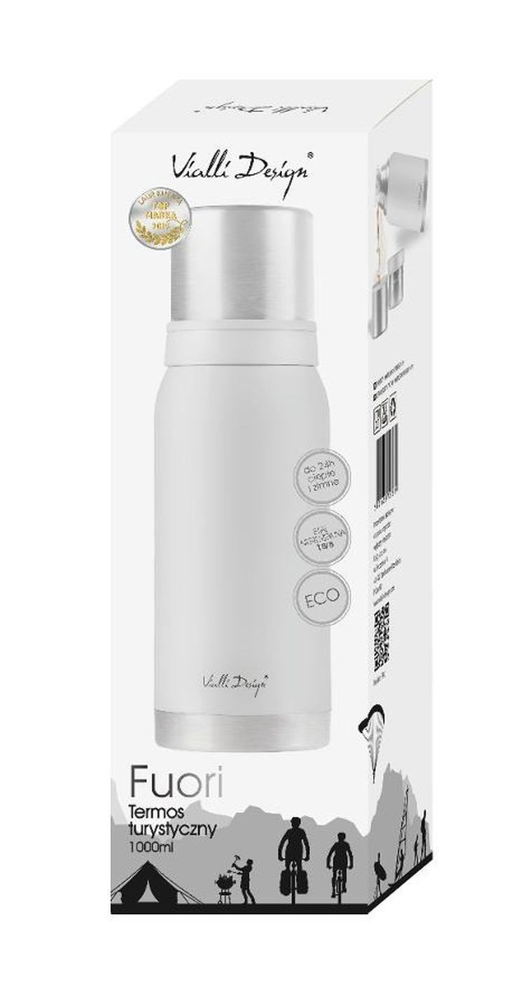 Vialli Design, Fuori, termos turystyczny, biały, 1l