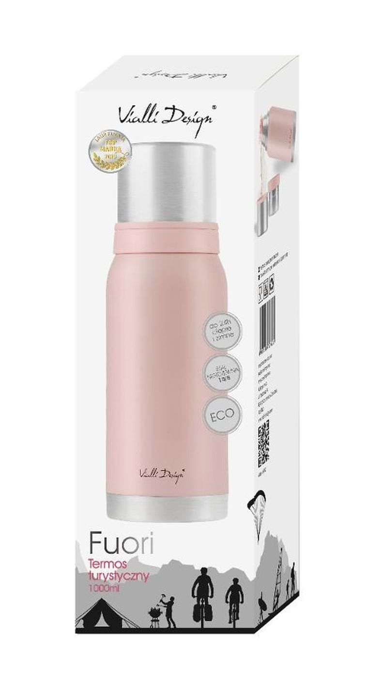 Vialli Design, Fuori, termos turystyczny, różowy, 1l