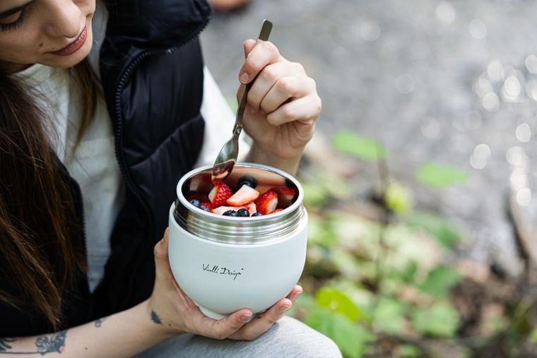 Vialli Design, Fuori, termos z pojemnikiem i łyżką, biały, 680 ml