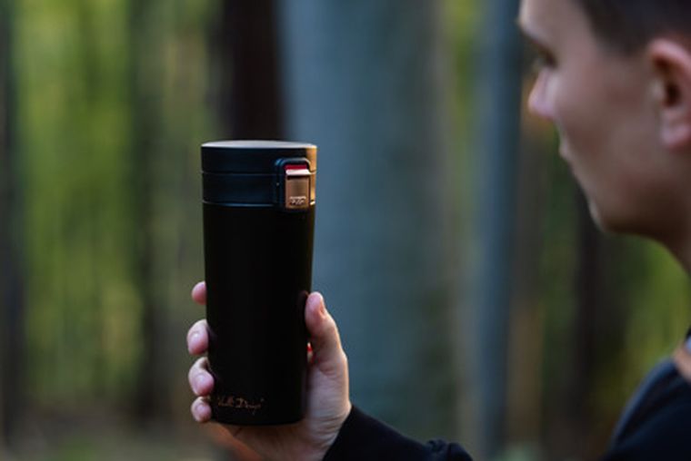 Vialli Design, kubek termiczny, 400 ml, FUORI, czarny Rose Gold