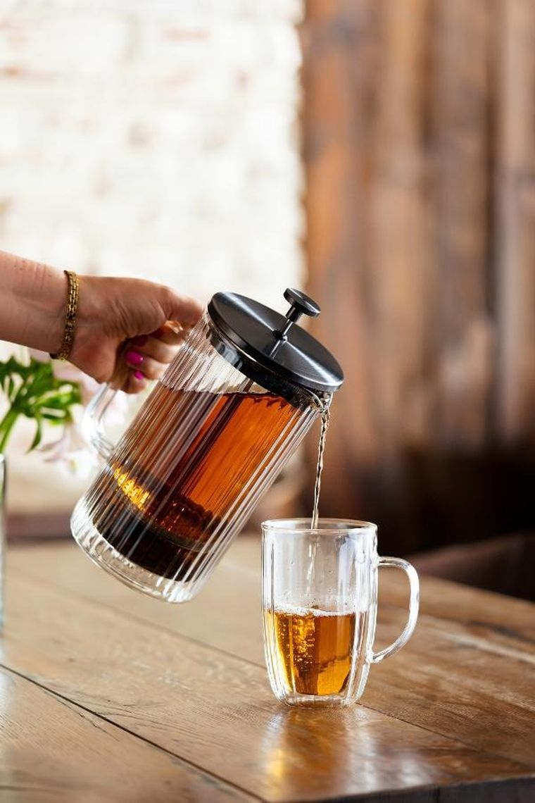 Vialli Design, zaparzacz do kawy i herbaty z podwójną ścianką, 1000 ml, Tulip grafitowy mat