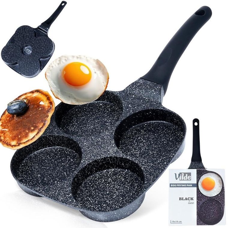 Vilde, Black Line, patelnia do jajek granitowa, 4 otwory, 19 cm