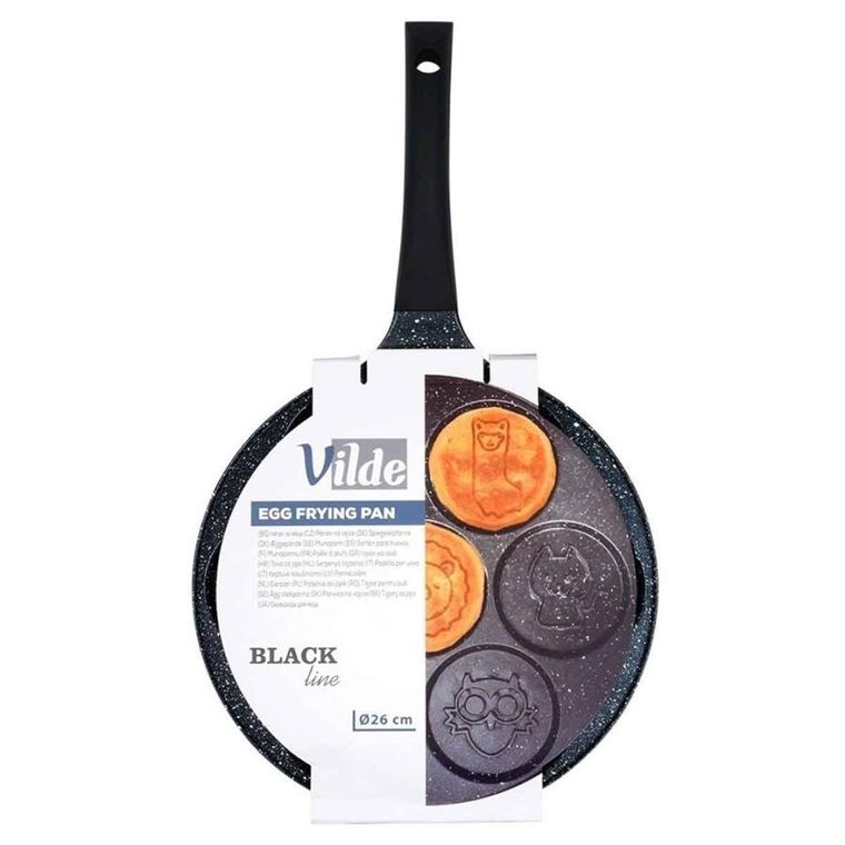 Vilde, Black Line, patelnia do jajek granitowa, 7 otworów, 26 cm