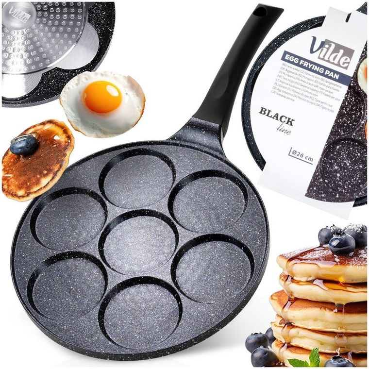 Vilde, Black line, patelnia do jajek granitowa, 7 otworów, 26 cm
