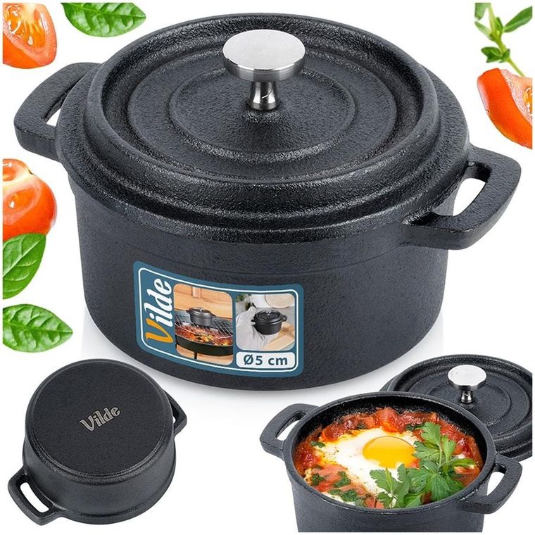 Vilde, Cast Line, garnek do serwowania z pokrywką żeliwny, 10 cm, 250 ml