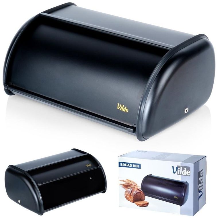 Vilde, chlebak stalowy, czarny, 36-23-14,5 cm