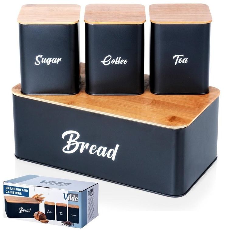 Vilde, chlebak z pojemnikami, metalowy, 4 elementy