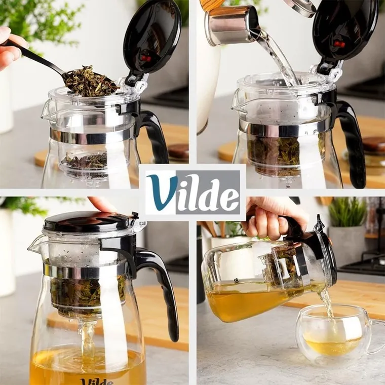 Vilde, dzbanek z zaparzaczem spustowym do herbaty, szklany, 1,65 l