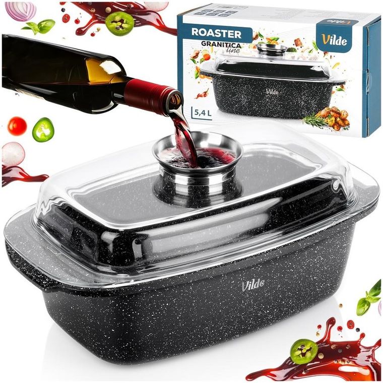 Vilde, Granitica, brytfanna granitowa z pokrywką, 5,4l, 39-22-17,5 cm