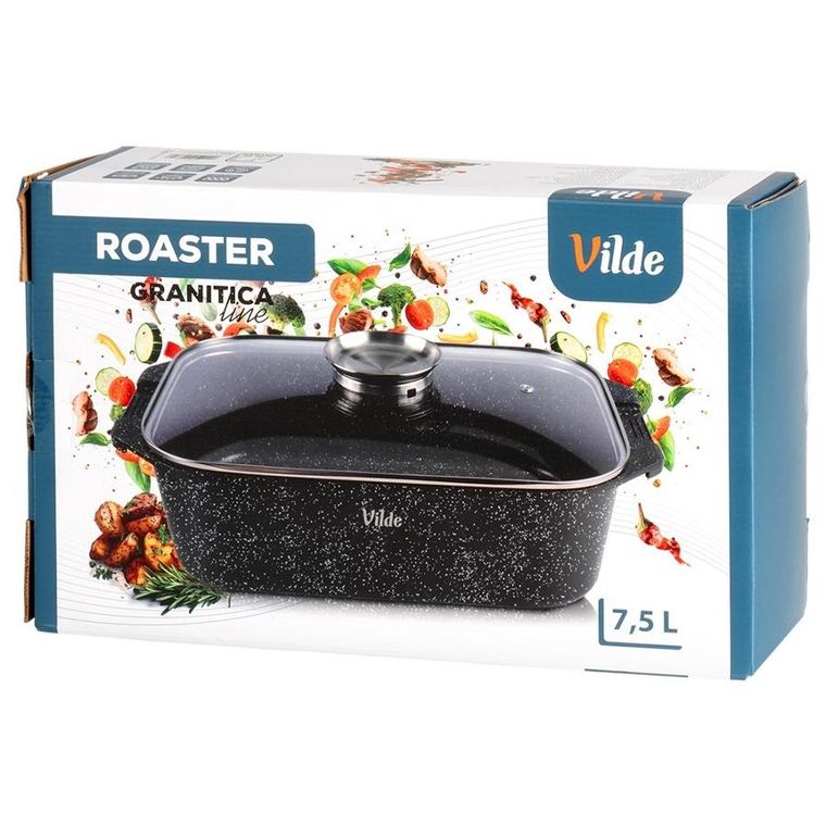 Vilde, Granitica, brytfanna granitowa z pokrywką, 7,5l, 41-26-16 cm