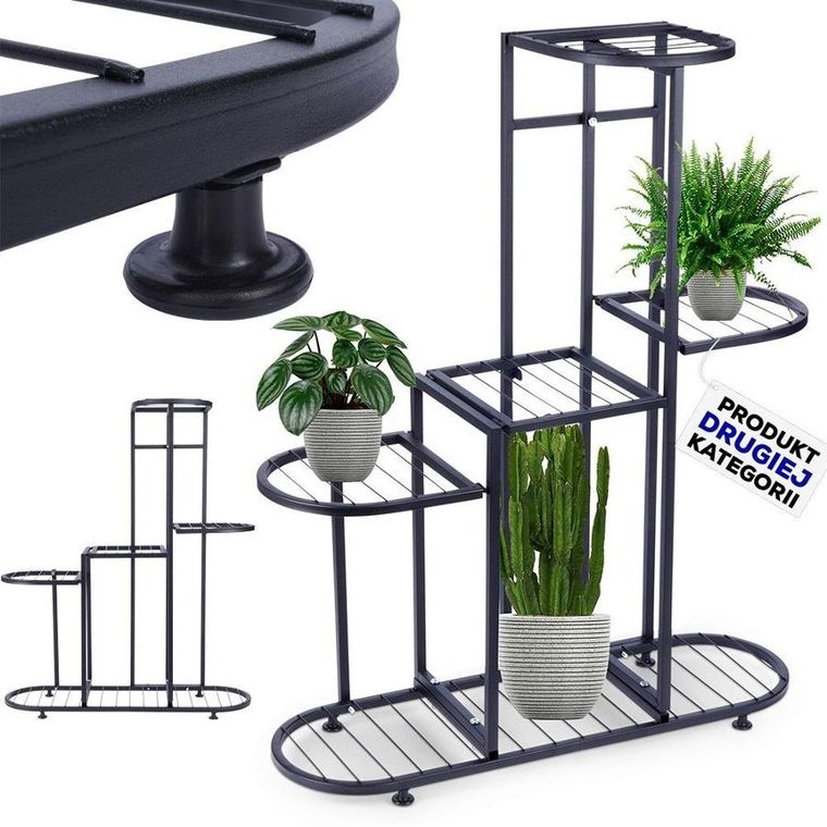 Vilde, kwietnik metalowy 5-poziomowy, czarny, 84,5 cm