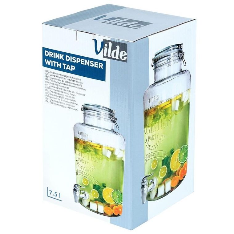 Vilde, słój do napojów z kranikiem, szklany, 8 l