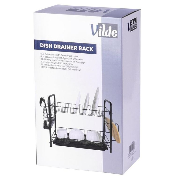 Vilde, suszarka na naczynia, czarna dwupoziomowa, 51.5-24.5-33 cm