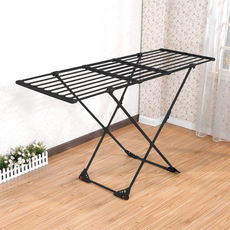 Vilde, suszarka na pranie metalowa, czarna rozsuwana XXL, 110-189 cm