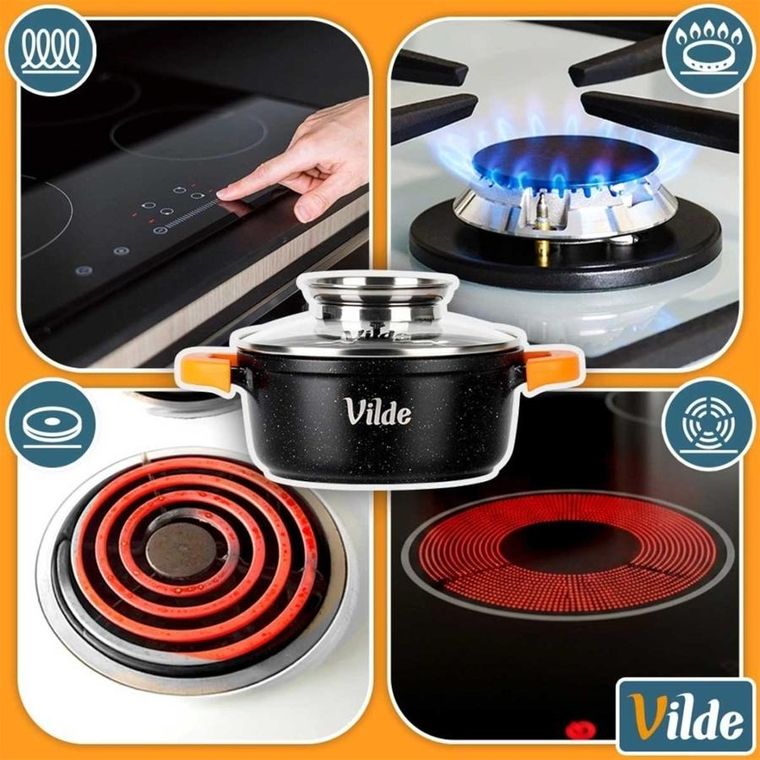 Vilde, Terruna Aroma, garnek ze szklaną pokrywką, granitowy, 16 cm, 1,2l