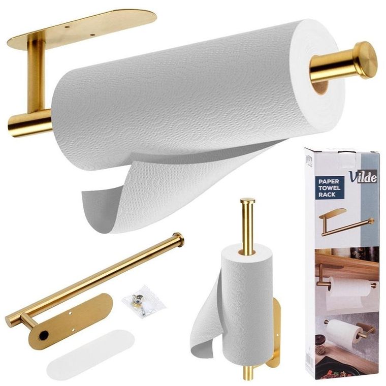 Vilde, wieszak na ręcznik papierowy, stalowy, złoty