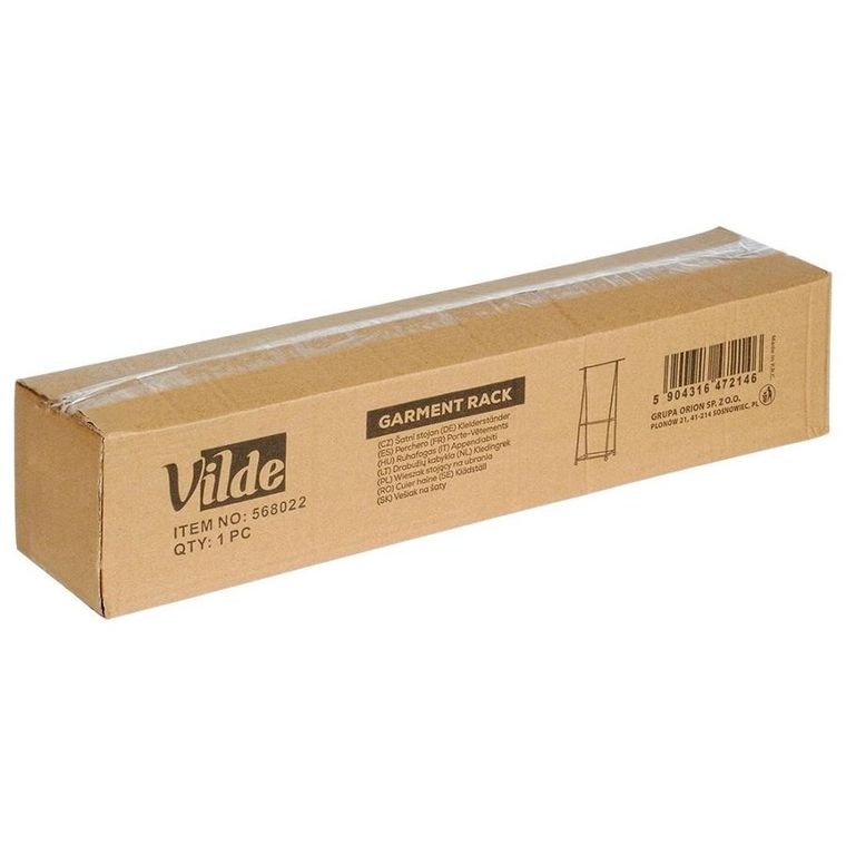 Vilde, wieszak, stojący na ubrania, metalowy czarny na kółkach, 88-44-160 cm