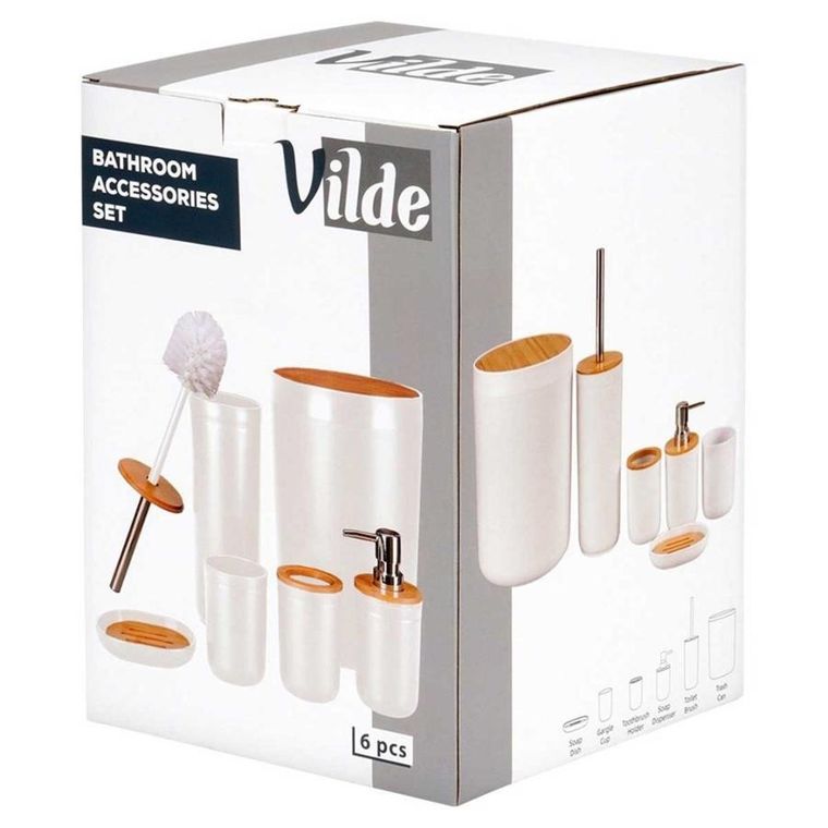 Vilde, zestaw łazienkowy, biały, 6 elementów