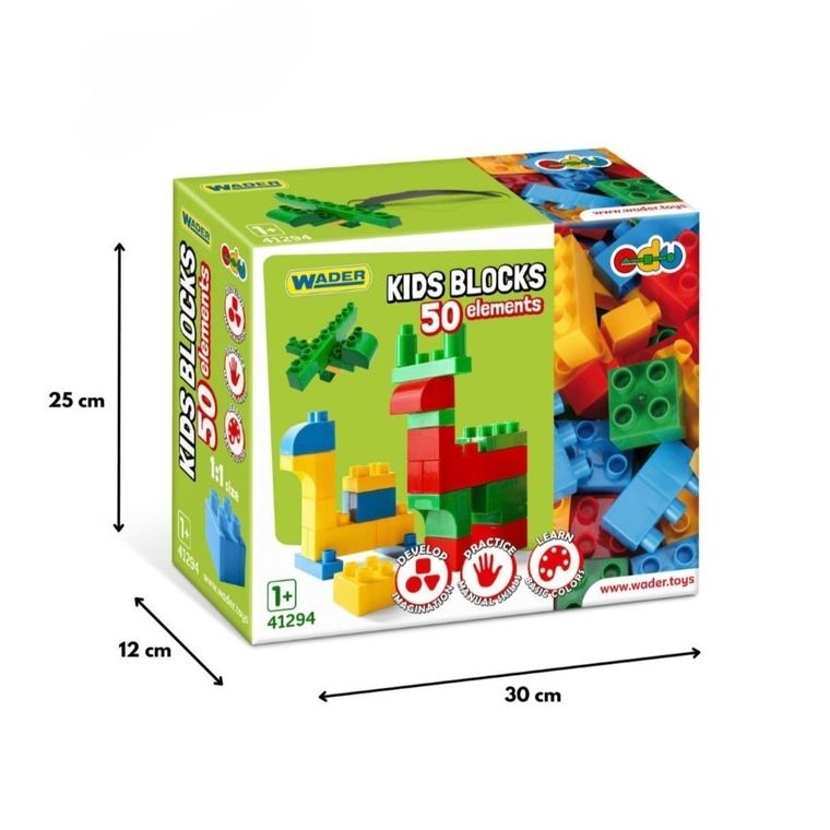 Wader, Kids Blocks, klocki konstrukcyjne, 50 elementów