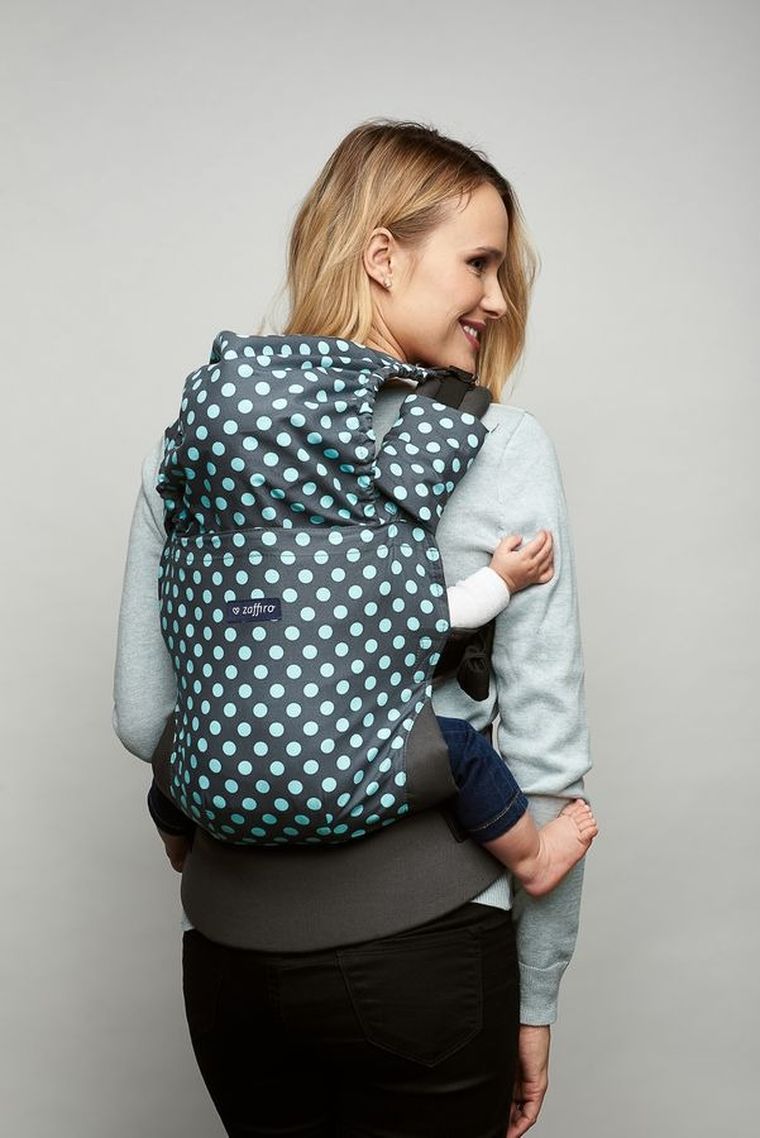 Zaffiro, Care, nosidełko dla niemowląt, szaro-turkusowe groszki