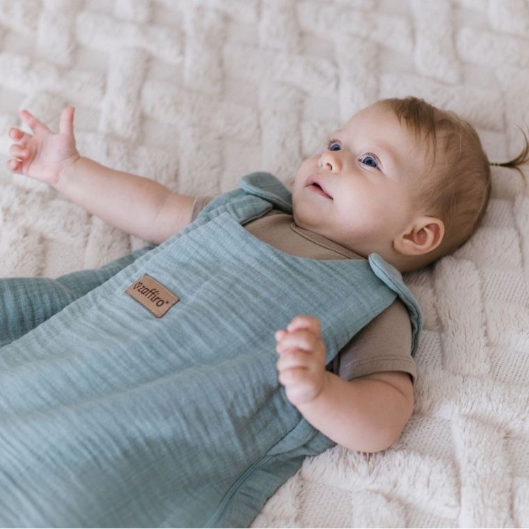 Zaffiro, Malaga, śpiworek do spania, muślinowy, TOG 1.5, mint, 6-12m