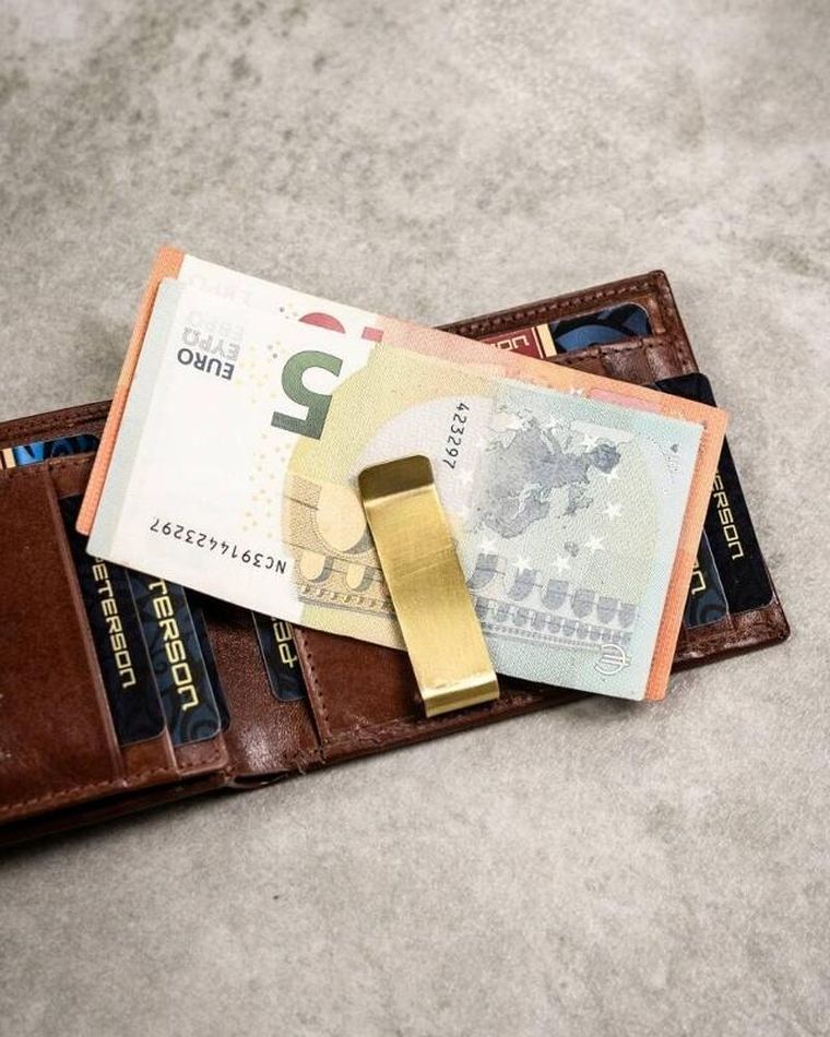 Zestaw: Portfel, Etui na karty, Brelok, brązowy, skórzany, RFID, Peterson