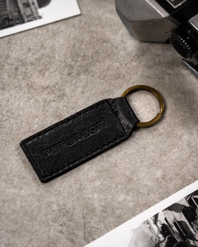 Zestaw prezentowy: Portfel, Brelok, czarny, skórzany, Peterson