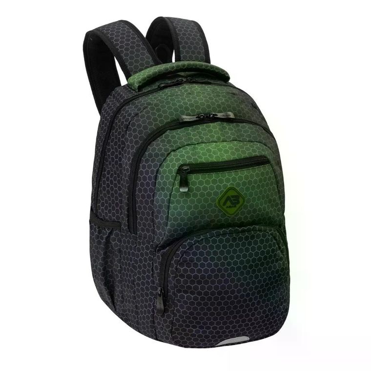 Abag, plecak szkolny, 3-komorowy, hexagon green ombre